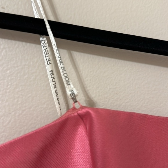 Chetta B Strapless Silk Dress Pink w/ Pastel Floral Frill Sz 10 Party Chic - Picture 6 of 10